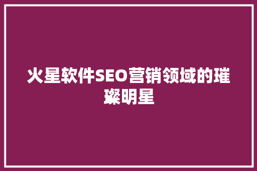 火星软件SEO营销领域的璀璨明星