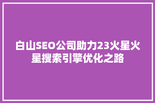 白山SEO公司助力23火星火星搜索引擎优化之路