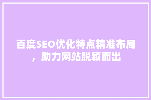 百度SEO优化特点精准布局，助力网站脱颖而出