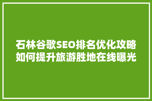 石林谷歌SEO排名优化攻略如何提升旅游胜地在线曝光率