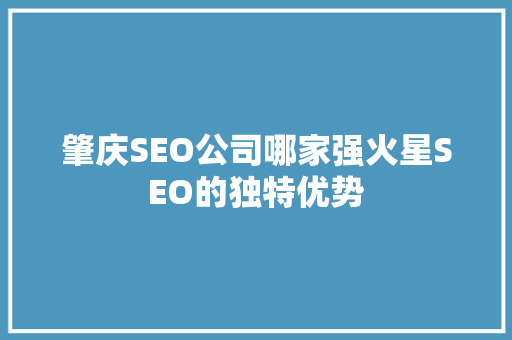 肇庆SEO公司哪家强火星SEO的独特优势