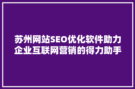 苏州网站SEO优化软件助力企业互联网营销的得力助手