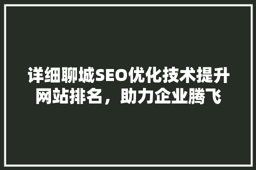 详细聊城SEO优化技术提升网站排名，助力企业腾飞