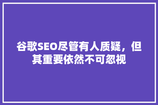 谷歌SEO尽管有人质疑，但其重要依然不可忽视