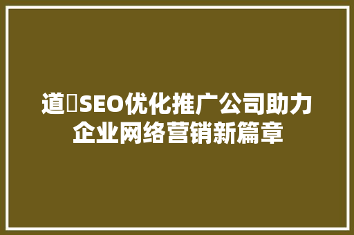 道滘SEO优化推广公司助力企业网络营销新篇章