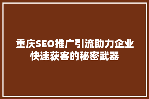 重庆SEO推广引流助力企业快速获客的秘密武器