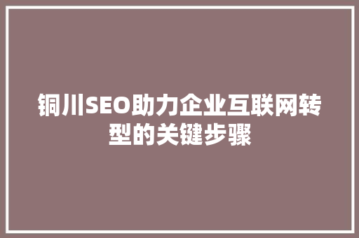 铜川SEO助力企业互联网转型的关键步骤