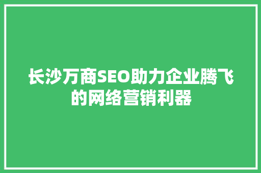 长沙万商SEO助力企业腾飞的网络营销利器