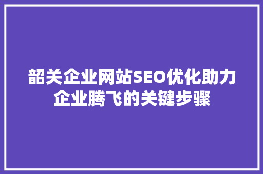 韶关企业网站SEO优化助力企业腾飞的关键步骤