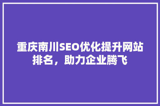 重庆南川SEO优化提升网站排名，助力企业腾飞