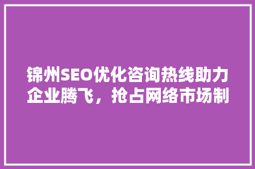 锦州SEO优化咨询热线助力企业腾飞，抢占网络市场制高点