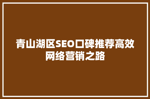 青山湖区SEO口碑推荐高效网络营销之路