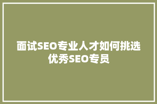 面试SEO专业人才如何挑选优秀SEO专员