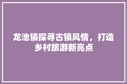 龙池镇探寻古镇风情，打造乡村旅游新亮点