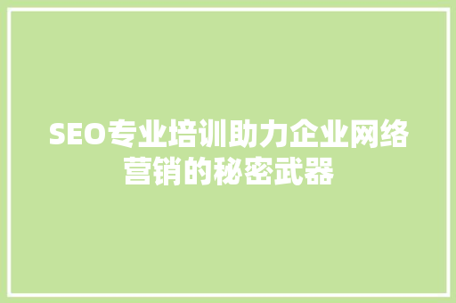 SEO专业培训助力企业网络营销的秘密武器