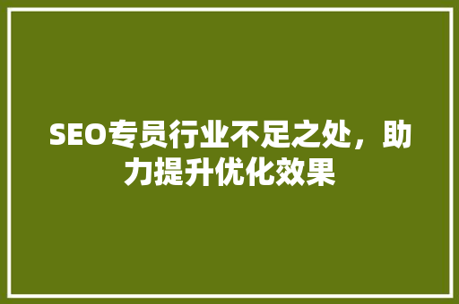 SEO专员行业不足之处，助力提升优化效果