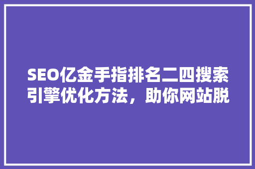 SEO亿金手指排名二四搜索引擎优化方法，助你网站脱颖而出