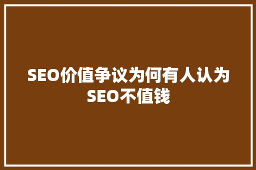 SEO价值争议为何有人认为SEO不值钱