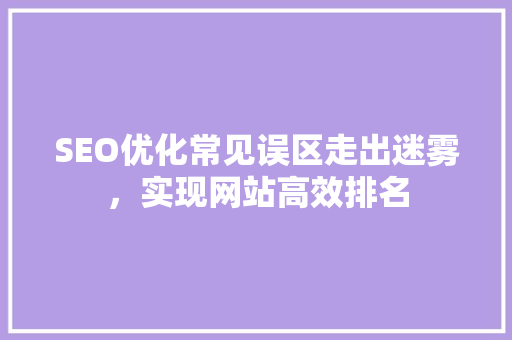 SEO优化常见误区走出迷雾，实现网站高效排名