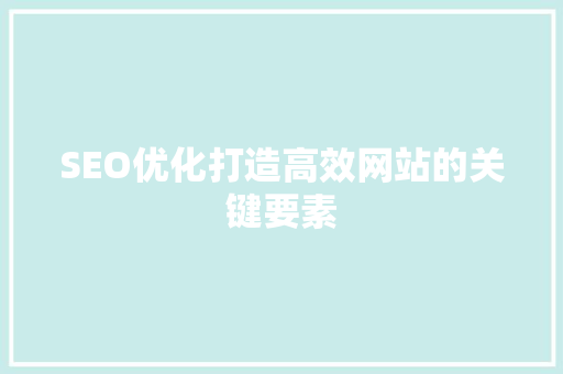 SEO优化打造高效网站的关键要素
