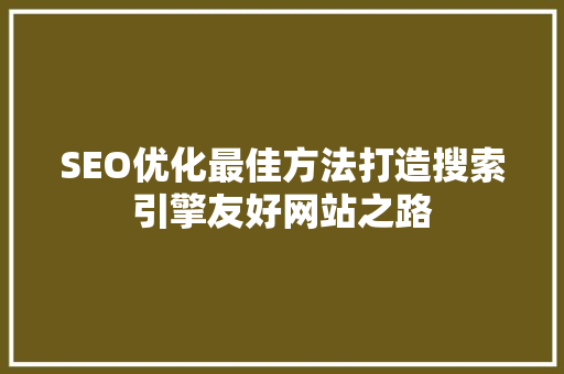 SEO优化最佳方法打造搜索引擎友好网站之路