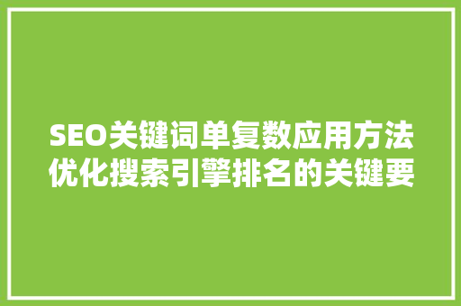 SEO关键词单复数应用方法优化搜索引擎排名的关键要素
