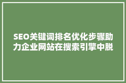 SEO关键词排名优化步骤助力企业网站在搜索引擎中脱颖而出