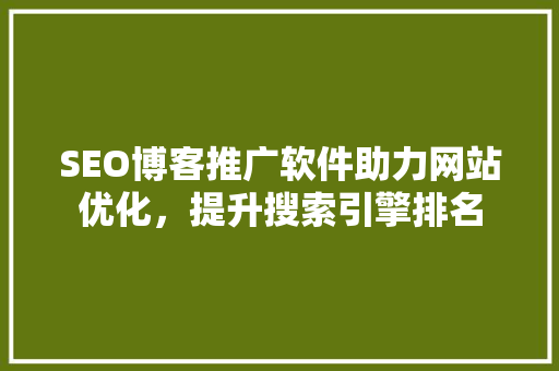 SEO博客推广软件助力网站优化，提升搜索引擎排名