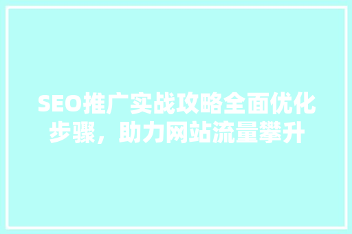 SEO推广实战攻略全面优化步骤，助力网站流量攀升