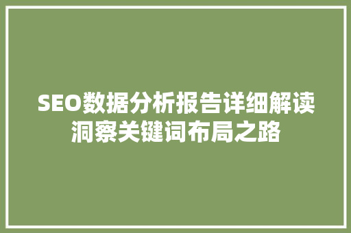 SEO数据分析报告详细解读洞察关键词布局之路