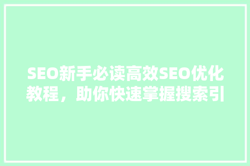 SEO新手必读高效SEO优化教程，助你快速掌握搜索引擎优化方法
