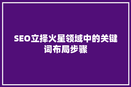 SEO立择火星领域中的关键词布局步骤