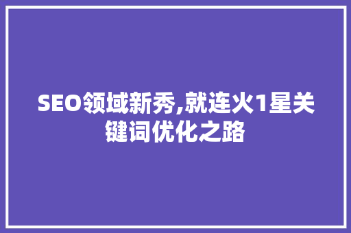 SEO领域新秀,就连火1星关键词优化之路