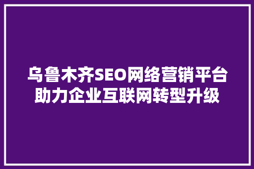 乌鲁木齐SEO网络营销平台助力企业互联网转型升级
