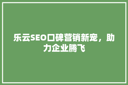 乐云SEO口碑营销新宠，助力企业腾飞