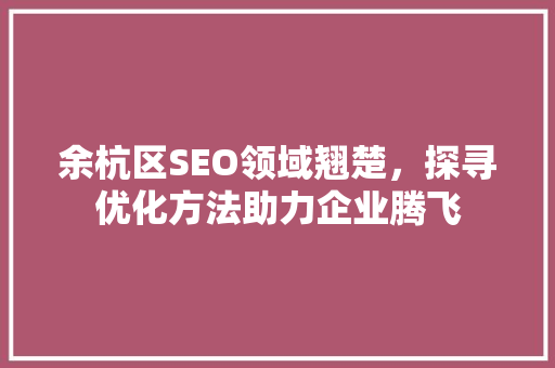 余杭区SEO领域翘楚，探寻优化方法助力企业腾飞