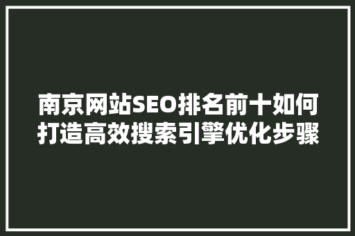 南京网站SEO排名前十如何打造高效搜索引擎优化步骤