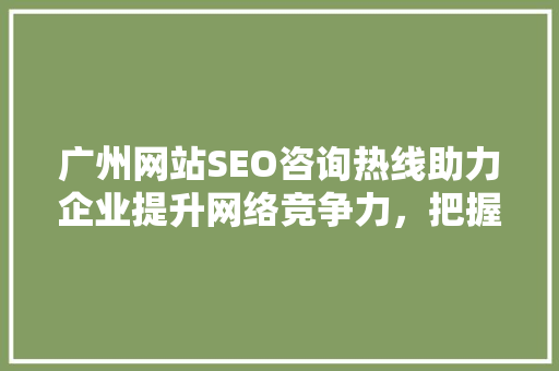 广州网站SEO咨询热线助力企业提升网络竞争力，把握市场先机