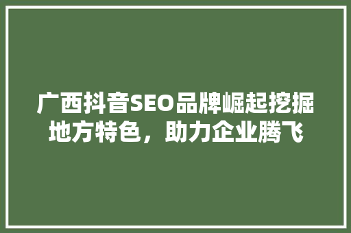 广西抖音SEO品牌崛起挖掘地方特色，助力企业腾飞