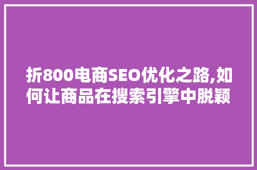 折800电商SEO优化之路,如何让商品在搜索引擎中脱颖而出