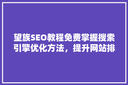 望族SEO教程免费掌握搜索引擎优化方法，提升网站排名与流量