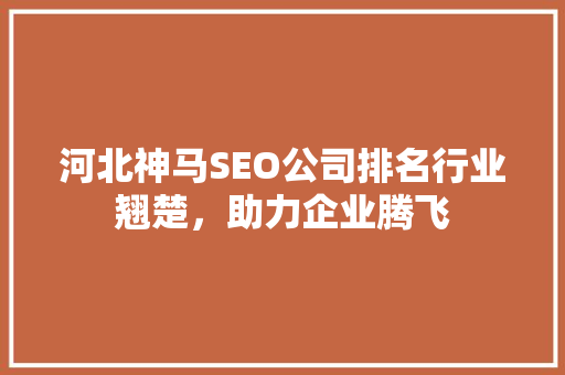 河北神马SEO公司排名行业翘楚，助力企业腾飞