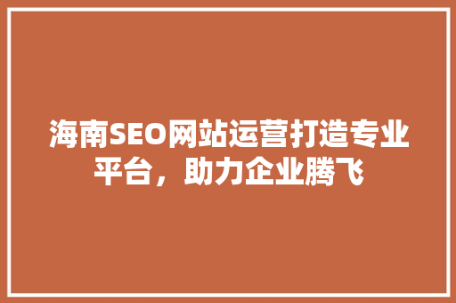 海南SEO网站运营打造专业平台，助力企业腾飞