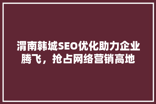 渭南韩城SEO优化助力企业腾飞，抢占网络营销高地