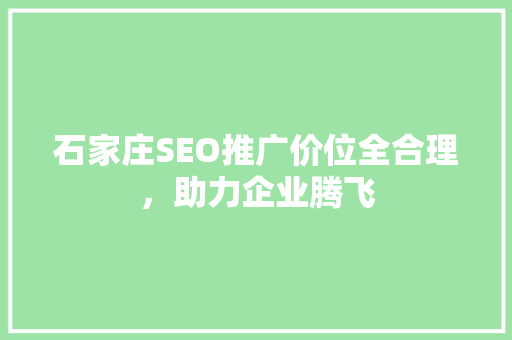 石家庄SEO推广价位全合理，助力企业腾飞