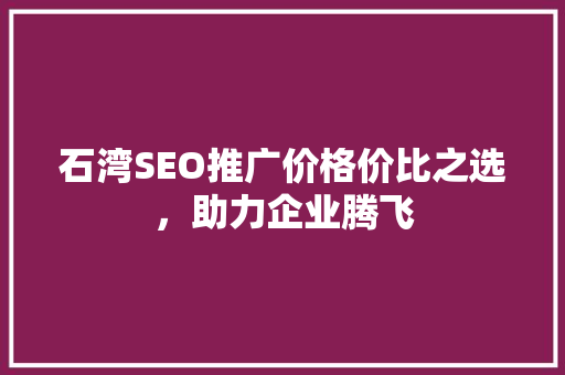 石湾SEO推广价格价比之选，助力企业腾飞