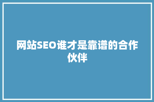 网站SEO谁才是靠谱的合作伙伴