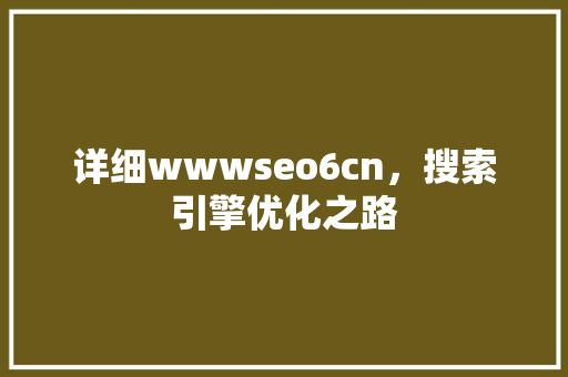 详细wwwseo6cn，搜索引擎优化之路
