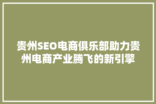 贵州SEO电商俱乐部助力贵州电商产业腾飞的新引擎