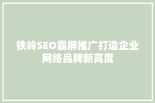 铁岭SEO霸屏推广打造企业网络品牌新高度